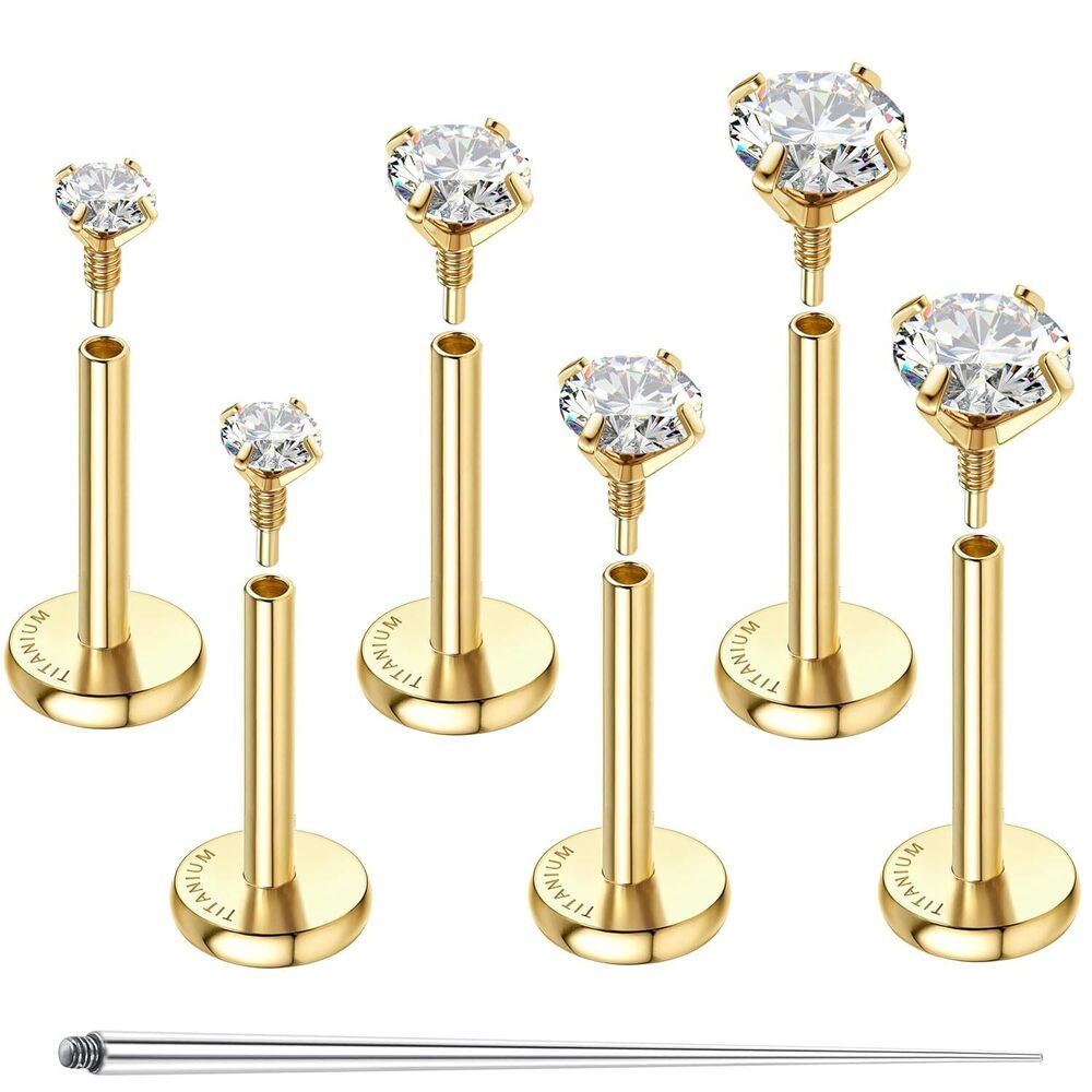 G23 Implant Grade Titanium Flat Back Earrings Hypoallergernic 18G